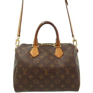 Louis Vuitton 2way Leather Monogram Speedy Bandouliere Bag Brown